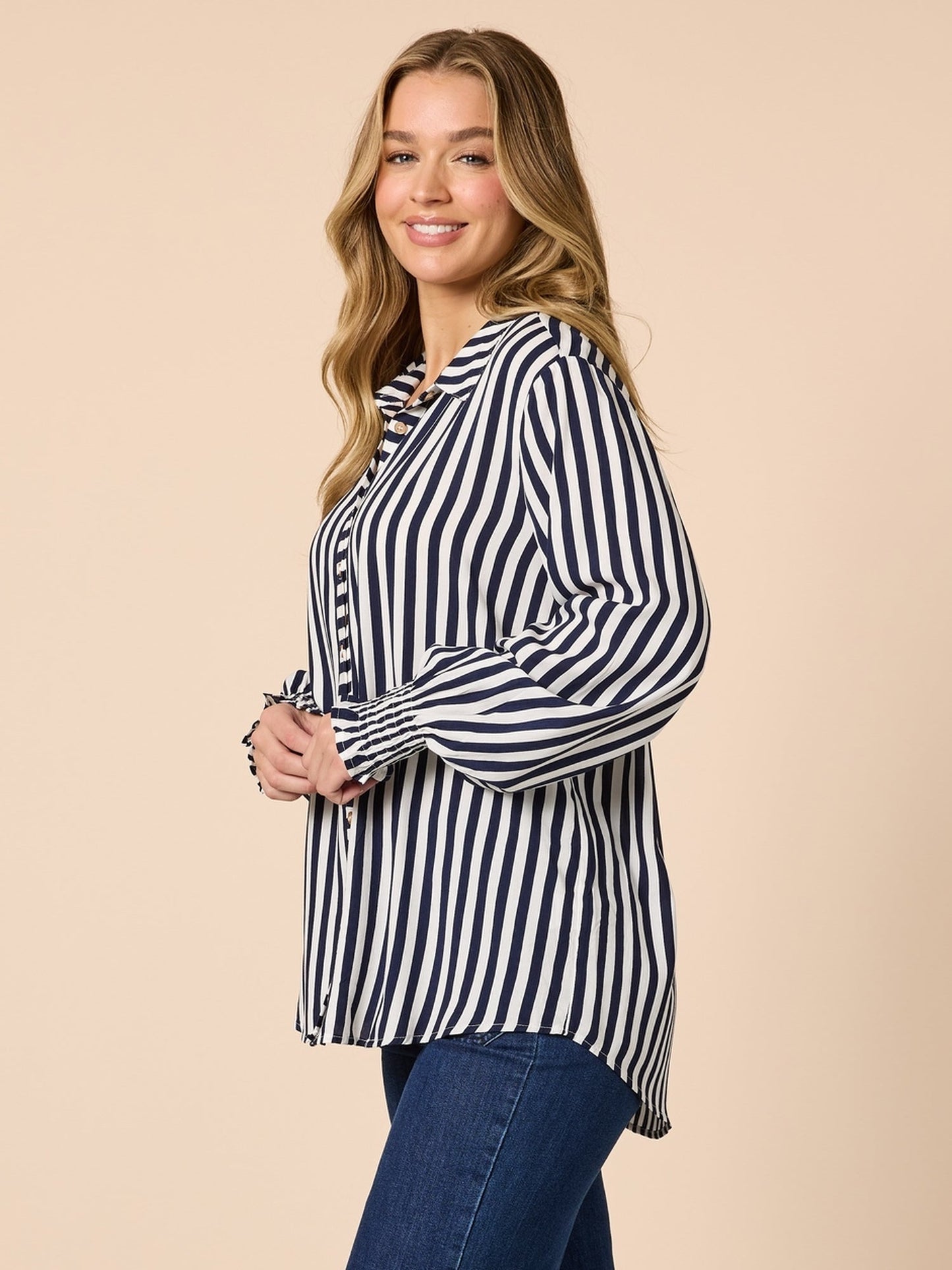 Threadz Amour Stripe Shirt (Navy/White)
