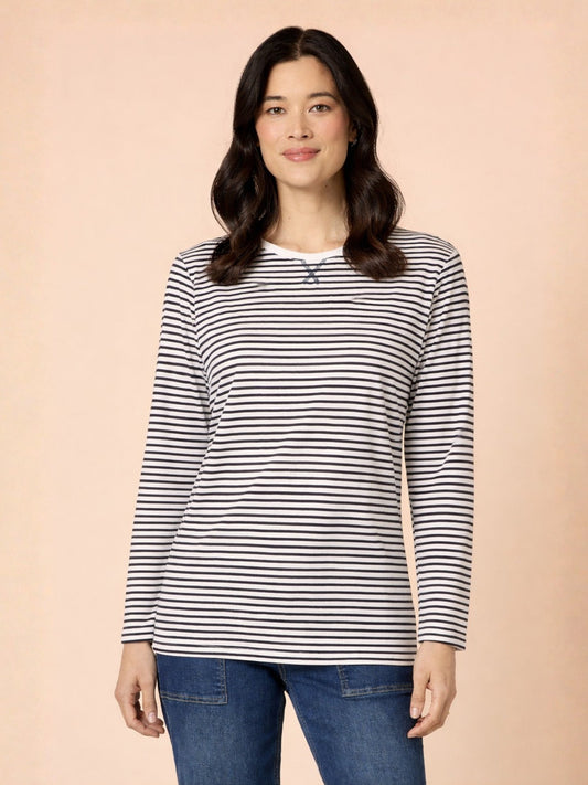 Image of T-Shirts. Product name - Harbour Stripe Tee Navy/White in Navy/White colour by brand - Gordon Smith