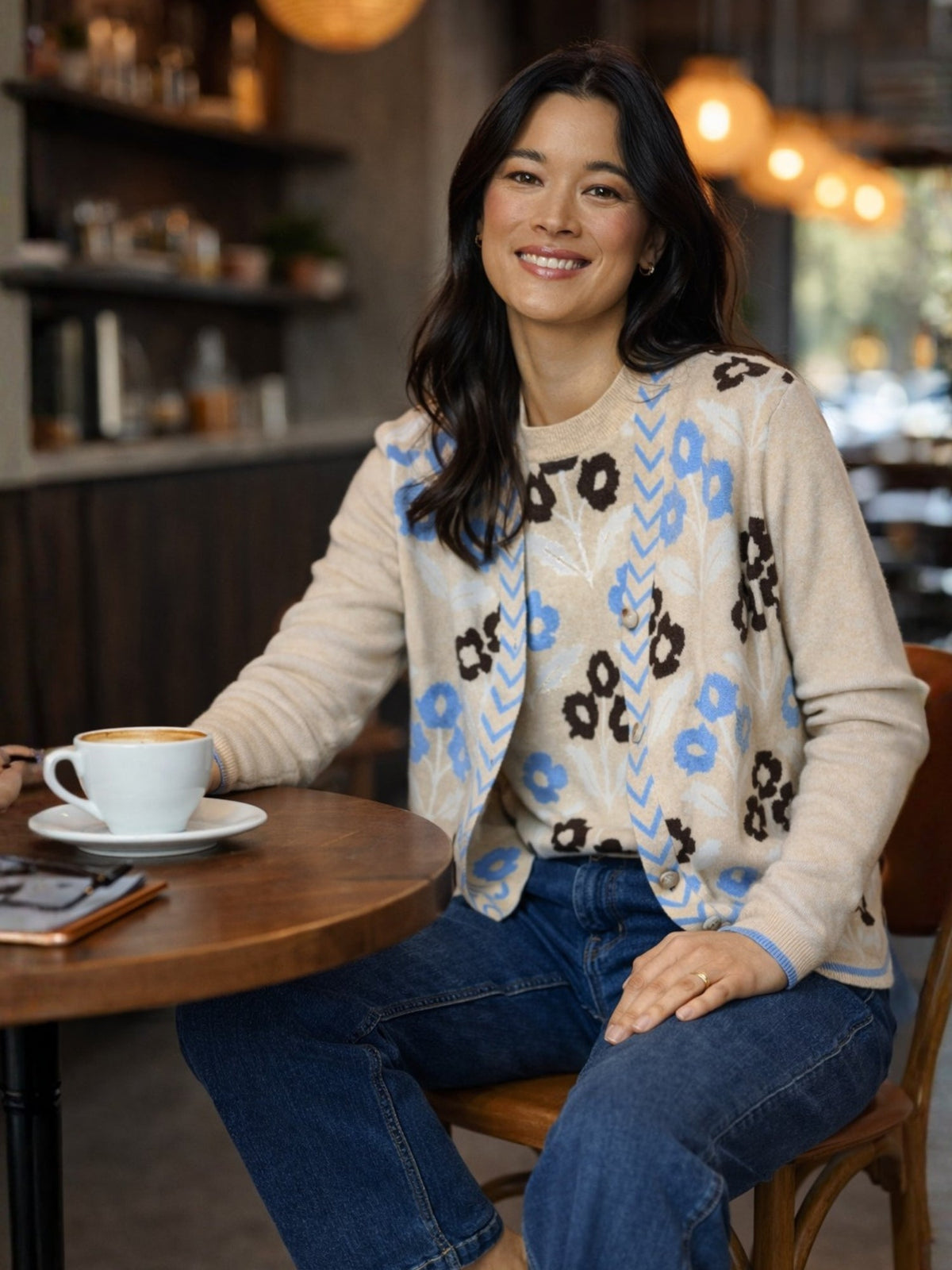 Image of Cardigans. Product name - Vermont Knit Cardi Natural Multi in Natural Multi colour by brand - Gordon Smith