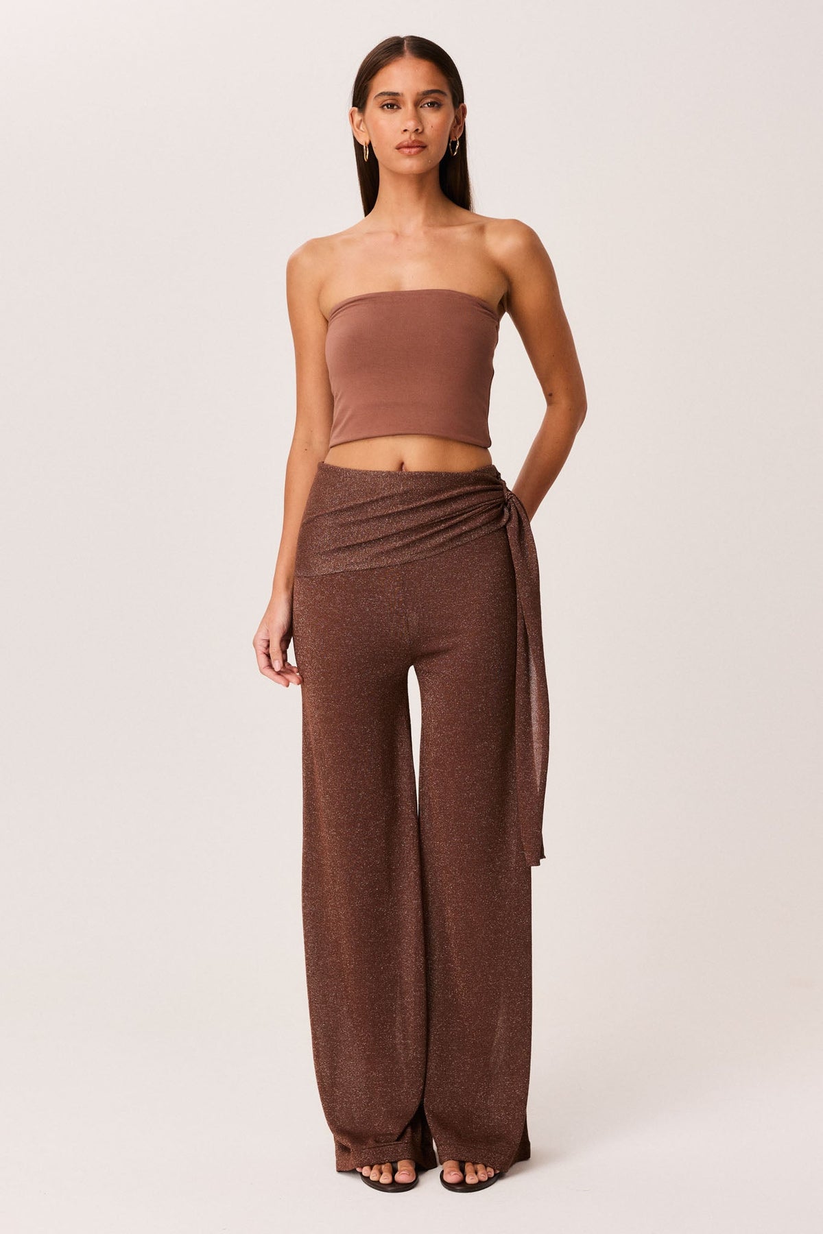 SNDYS CELINE SHIMMER PANTS (Chocolate)