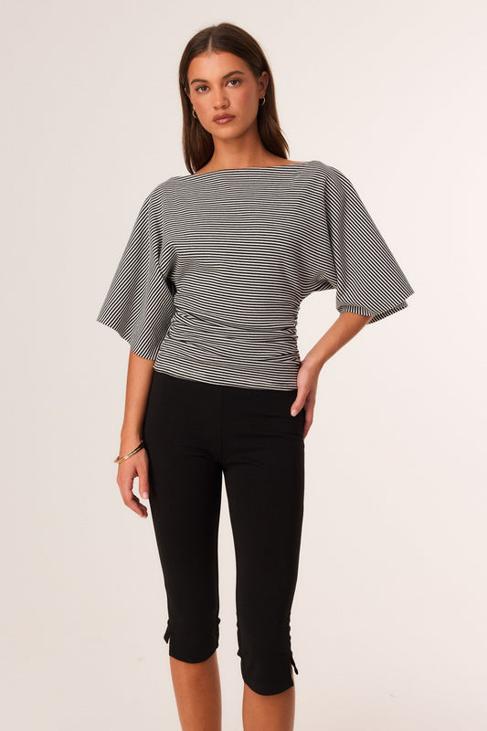 Image of T-Shirts. Productname: SNDYS SASSA TOP in Black Stripe colour by brand - SNDYS