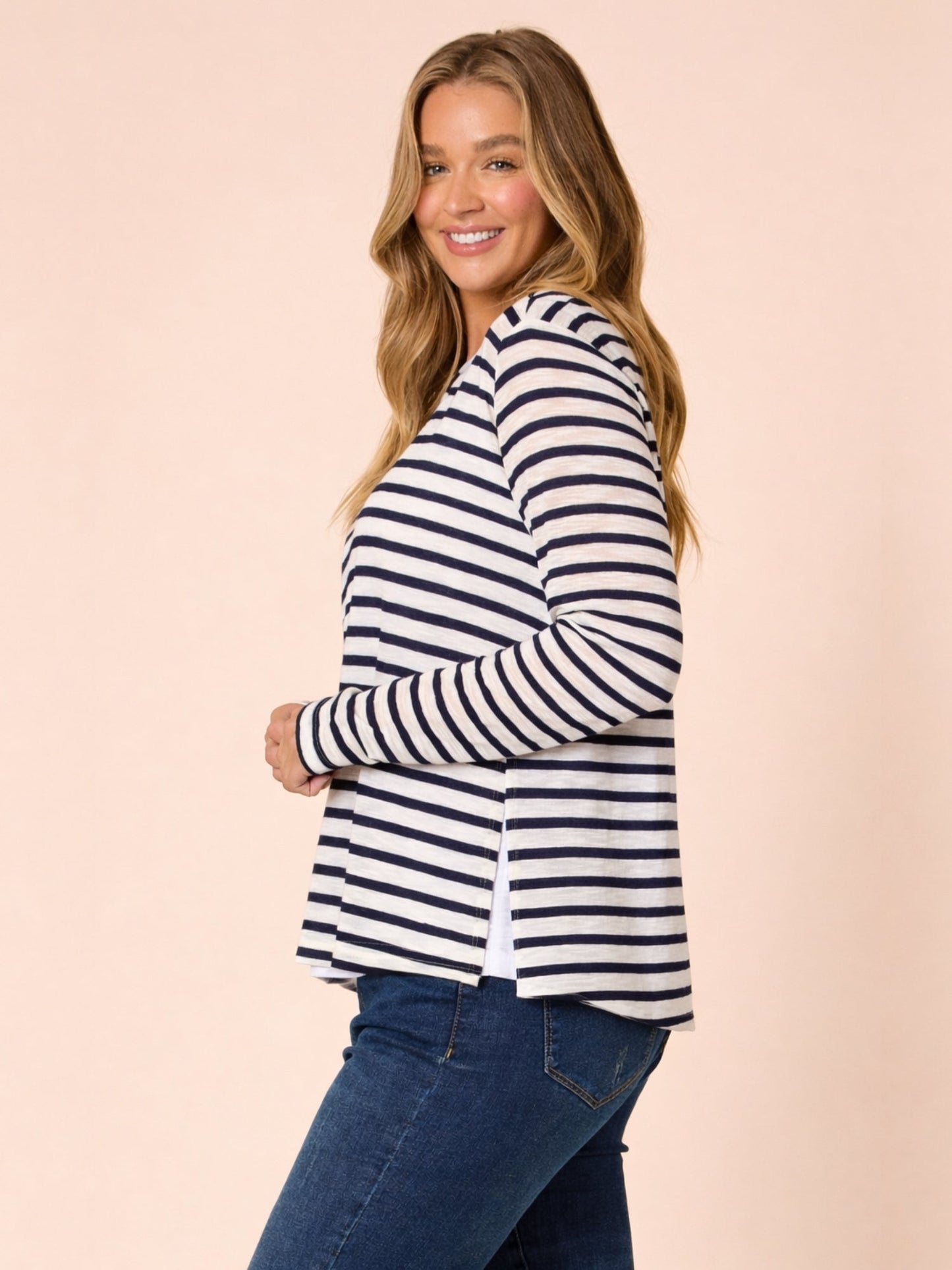 Threadz The Duo Stripe Top (Navy/Ivory)