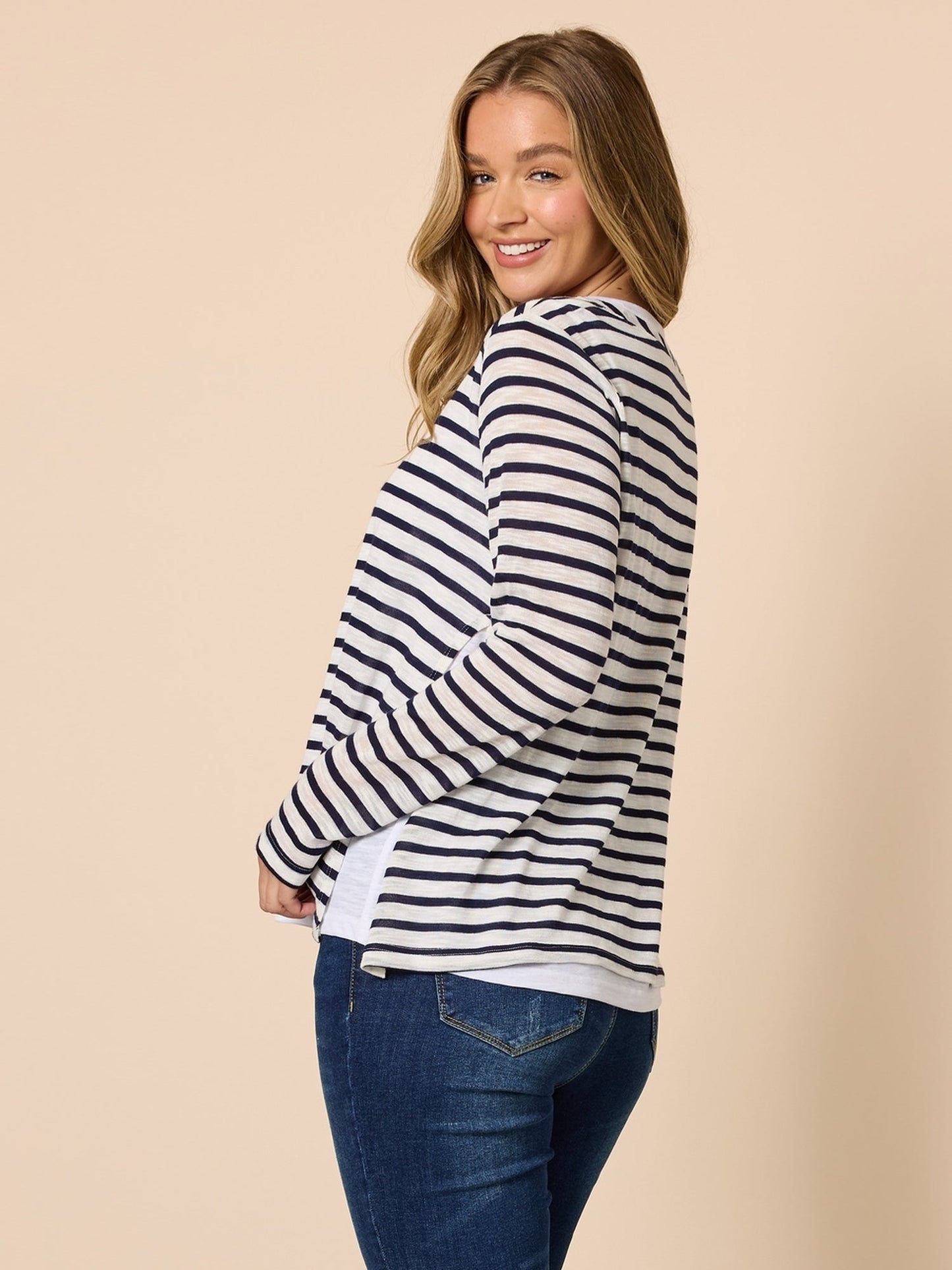 Threadz The Duo Stripe Top (Navy/Ivory)
