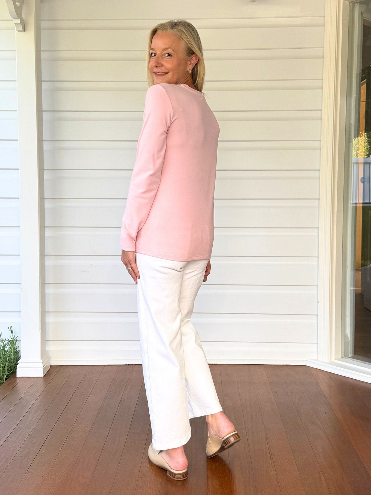 Gordon Smith Brushed Cotton Crew Neck Tee (Blush)