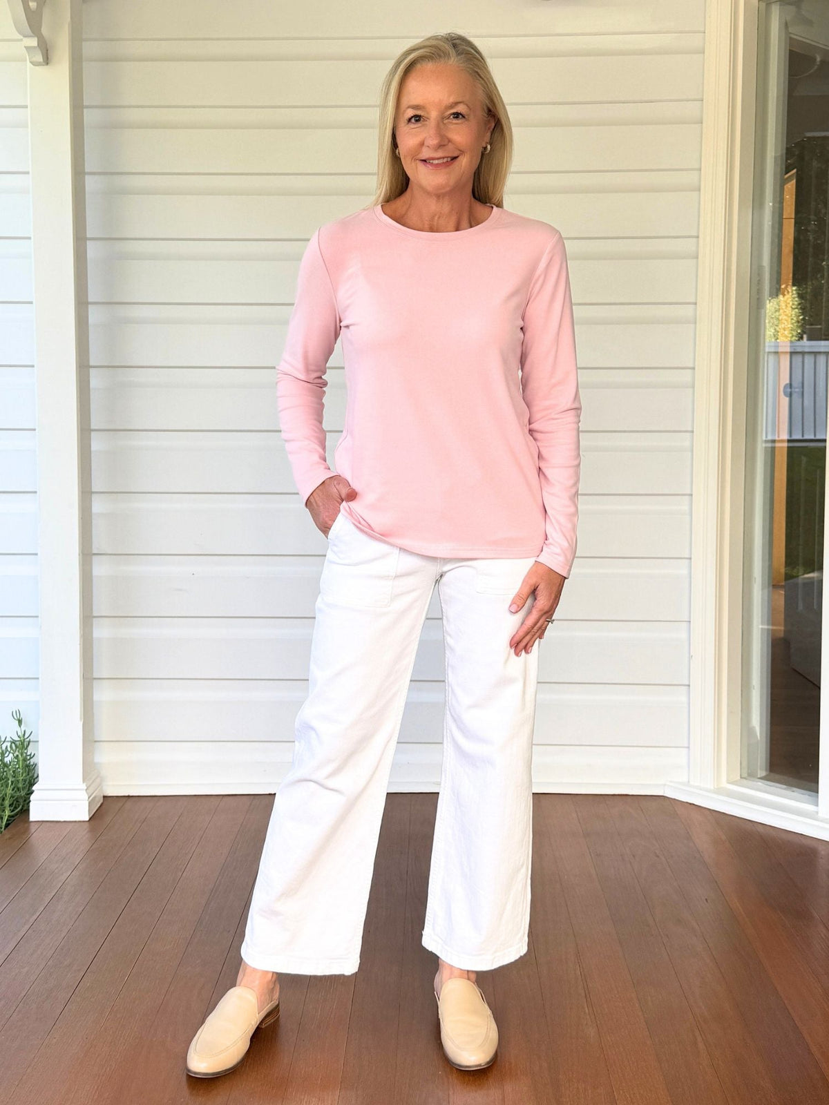 Gordon Smith Brushed Cotton Crew Neck Tee (Blush)