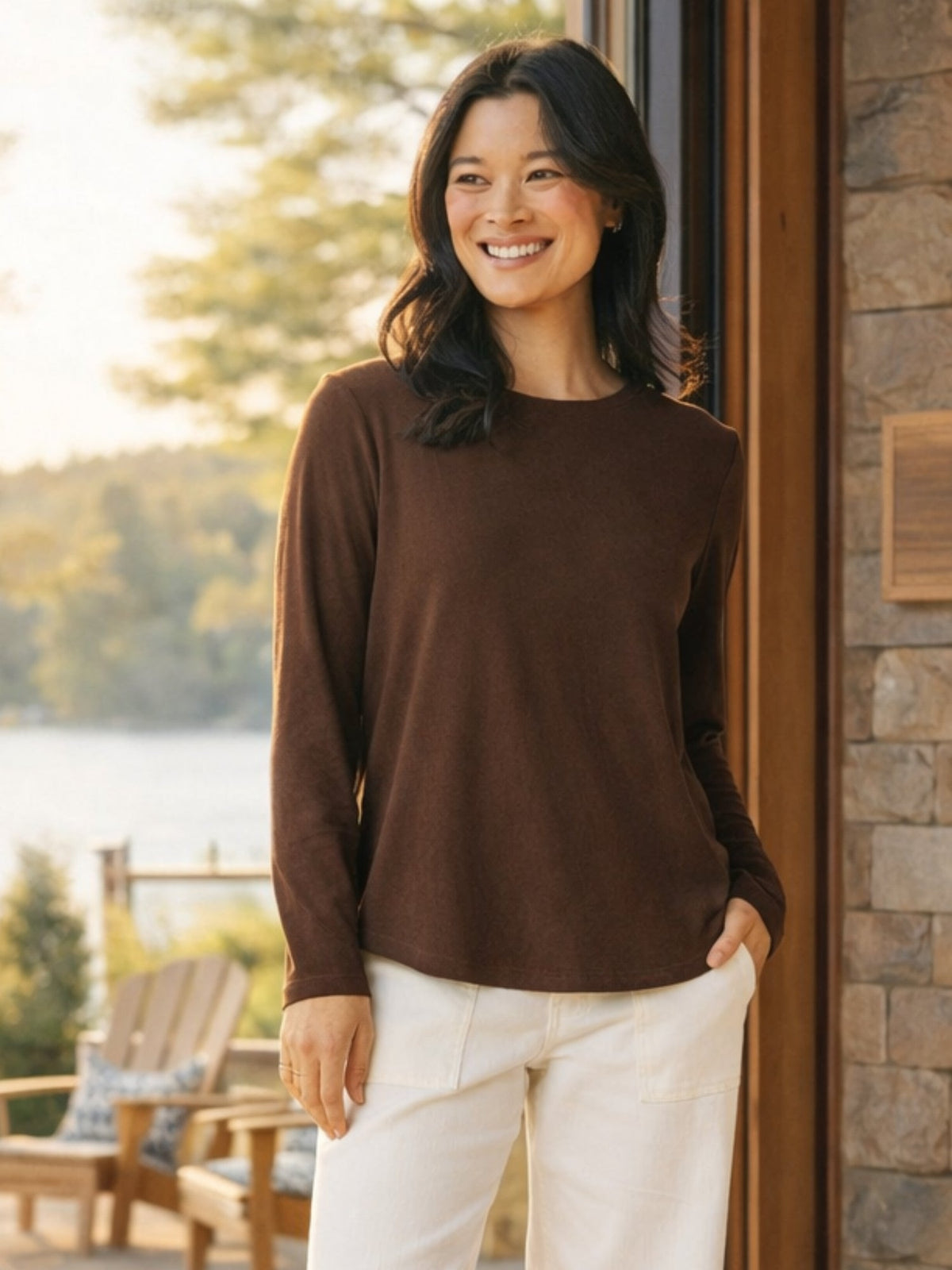 Gordon Smith Brushed Cotton Crew Neck Tee (Coffee)