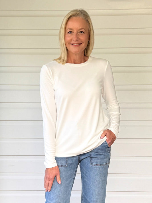 Image of T-Shirts. Product name - Brushed Cotton Crew Neck Tee Ivory in Ivory colour by brand - Gordon Smith