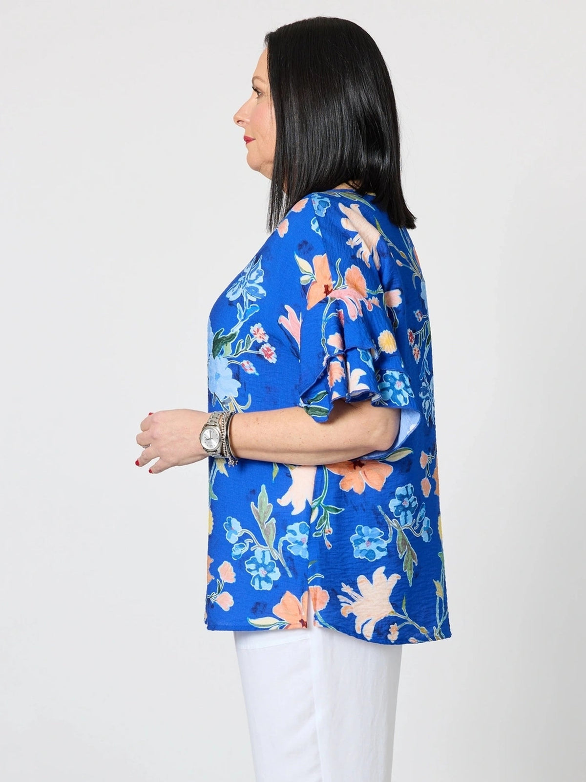 Clarity Summer Gala Floral Print Top (Cobalt)