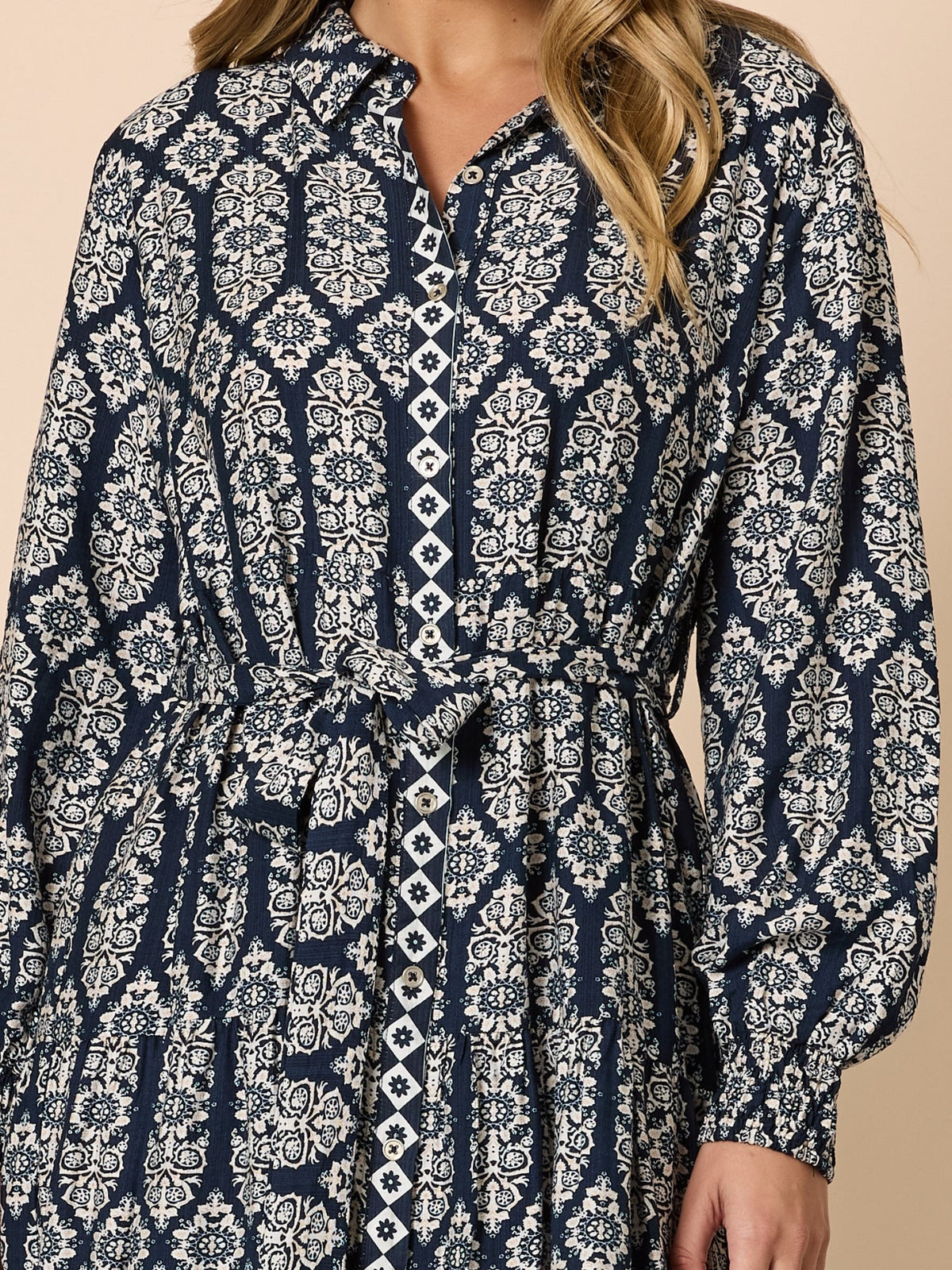Threadz Lola Print Dress (Navy/White)