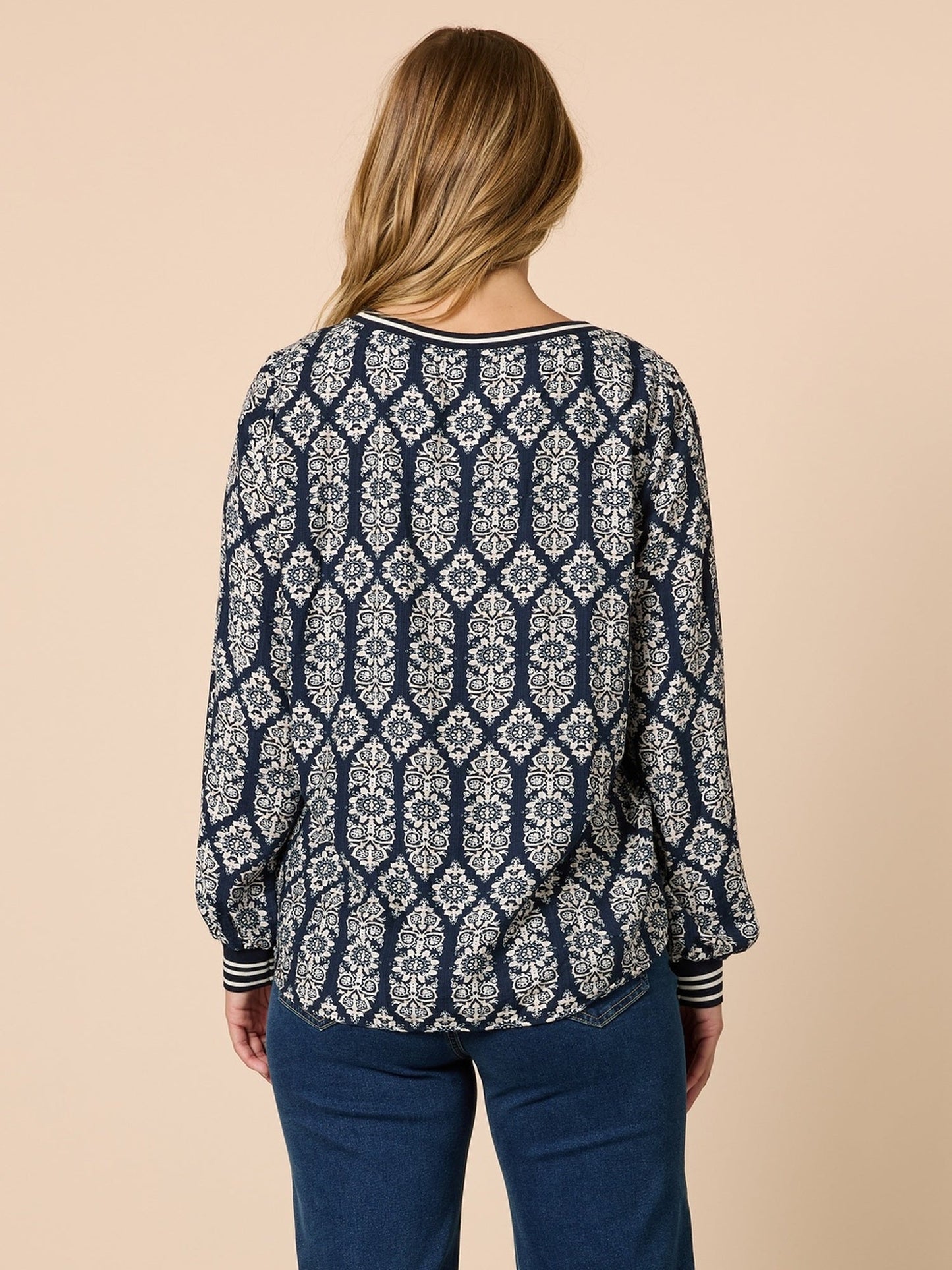 Threadz Lola Print Top (Navy/White)
