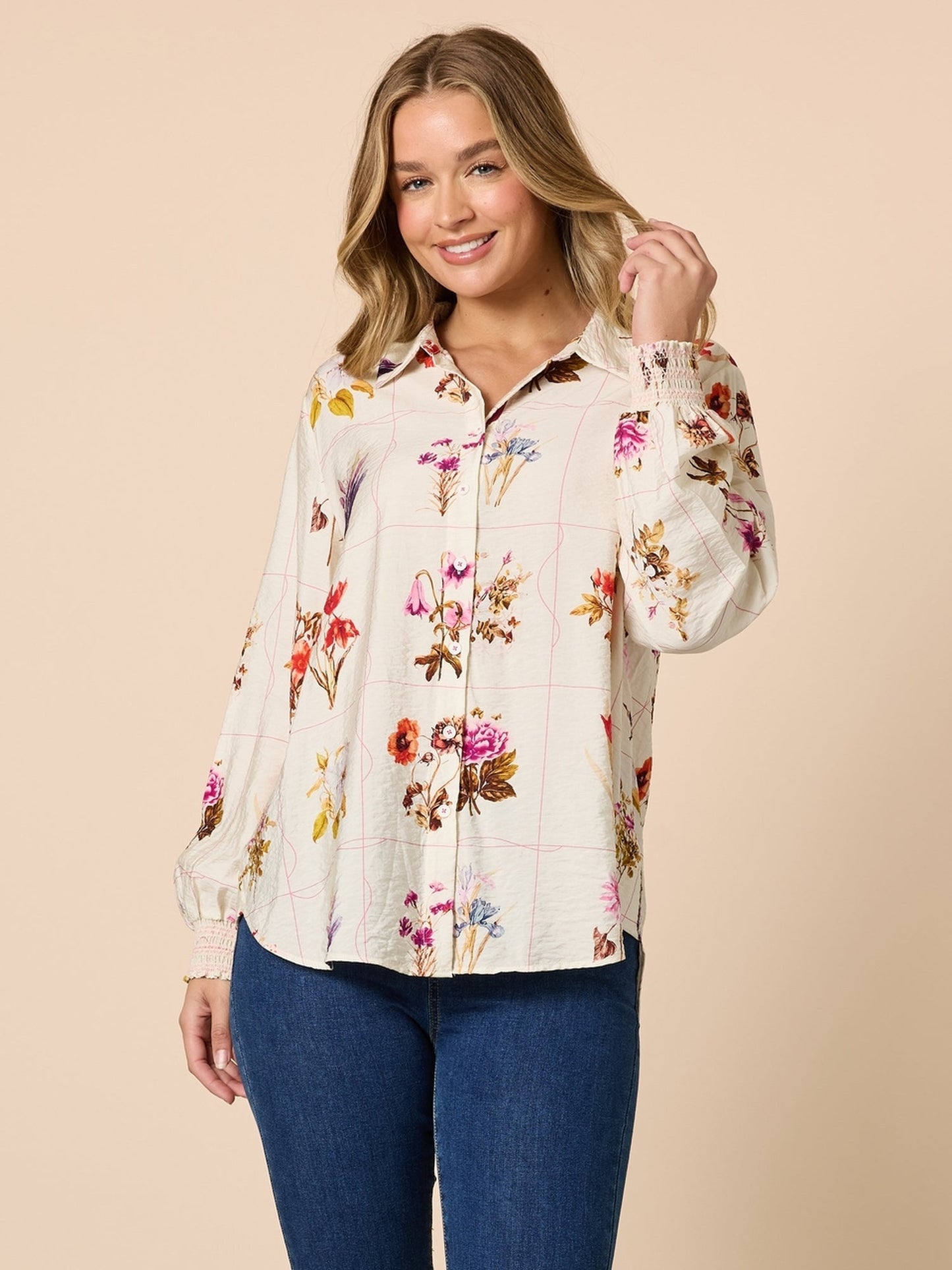 Image of Shirts. Product name - Central Park Shirt Natural Multi in Natural Multi colour by brand - Threadz