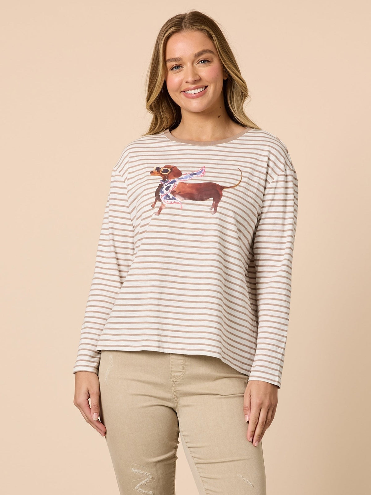Image of T-Shirts. Product name - Chien Chic Tee Natural in Natural colour by brand - Threadz