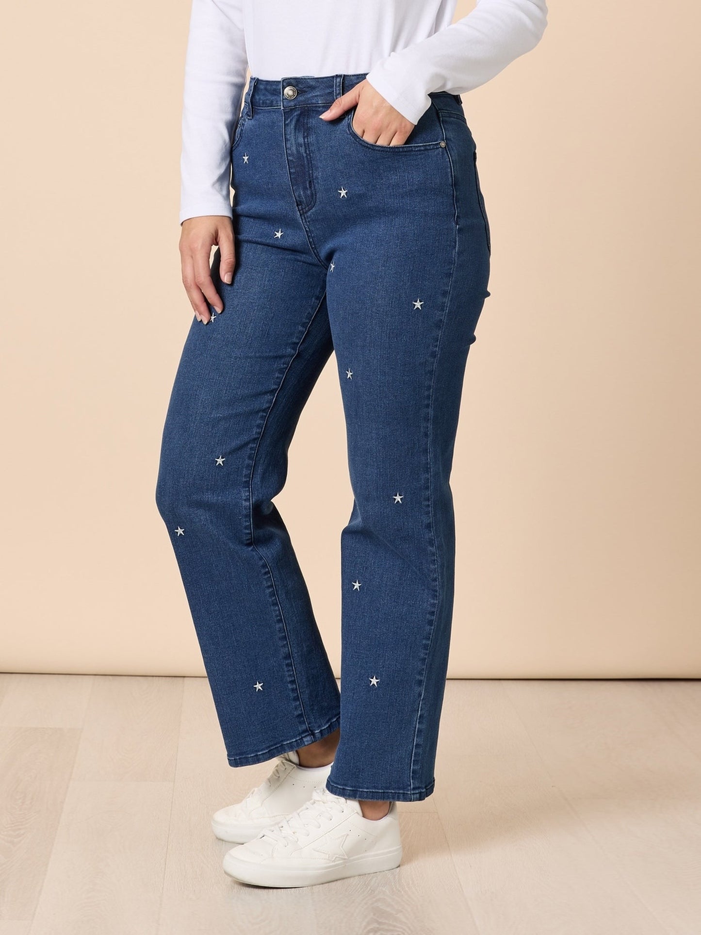 Gordon Smith Hollywood Embroidered Star Straight Leg Jean (Denim)