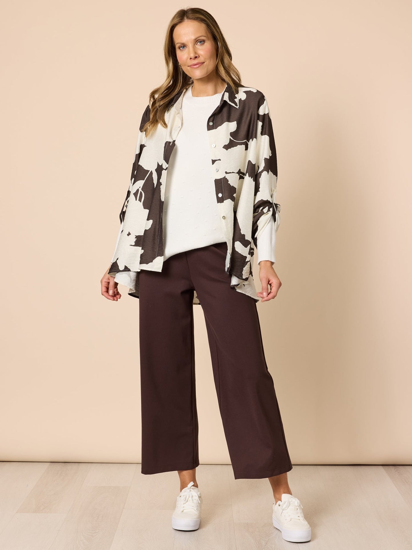 Clarity Toulouse Floral Print Shirt (Coffee Ivory)