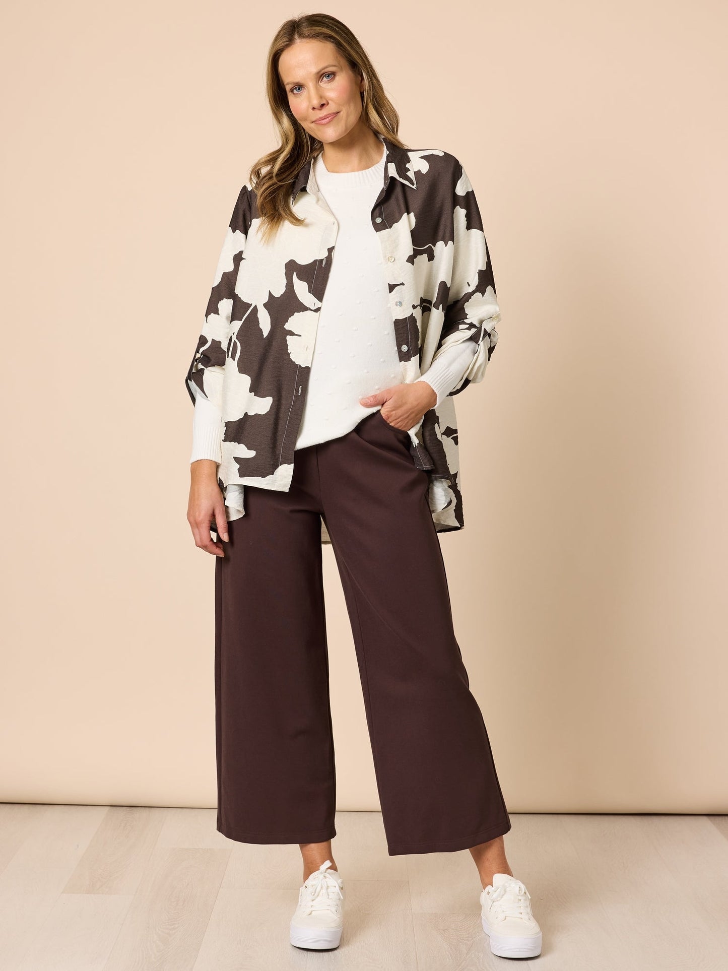 Clarity Kimmy Ponti Wide Leg Pant (Coffee)