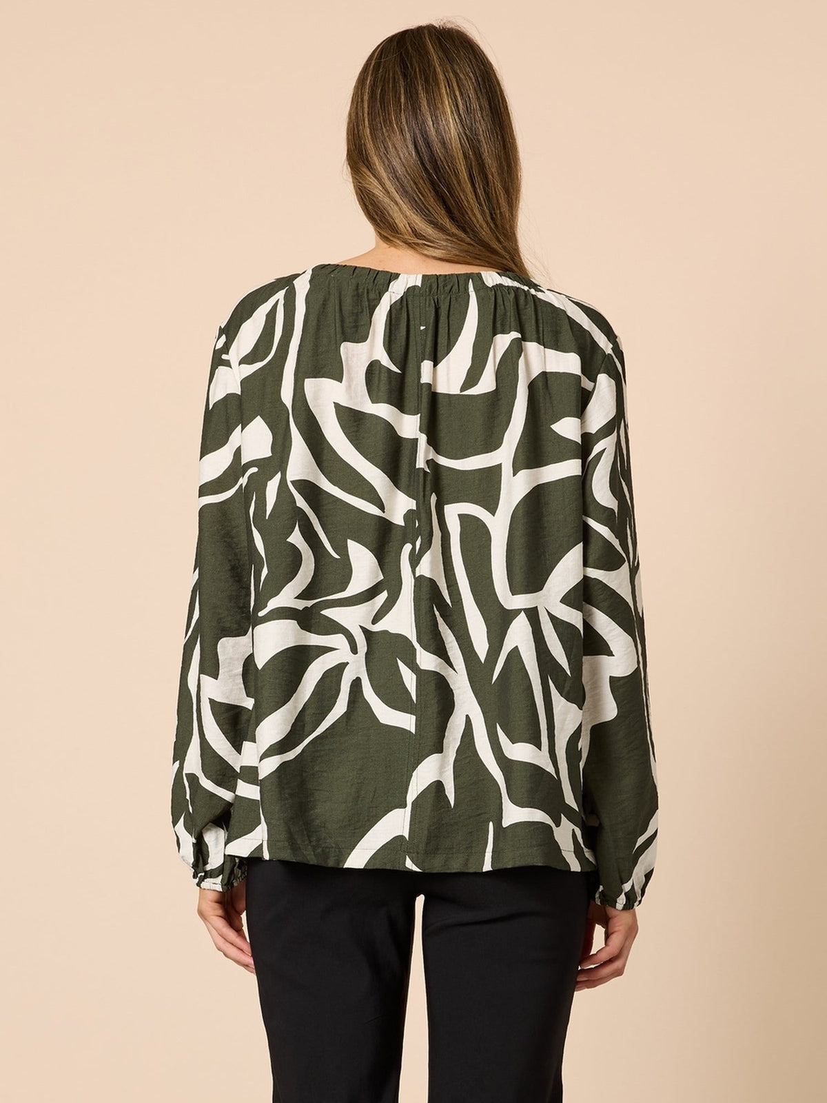 Clarity Lyon Print Top (Khaki Ivory)