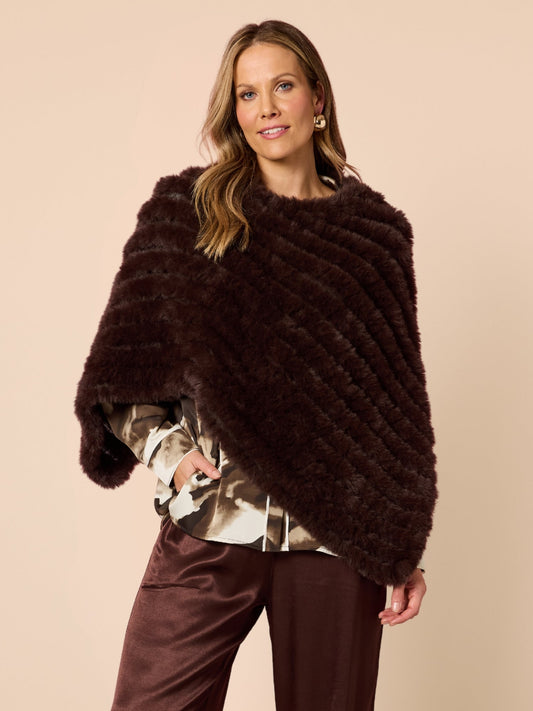 Image of Coats & Jackets. Product name - Roma Faux Poncho Espresso in Espresso colour by brand - Hammock & Vine