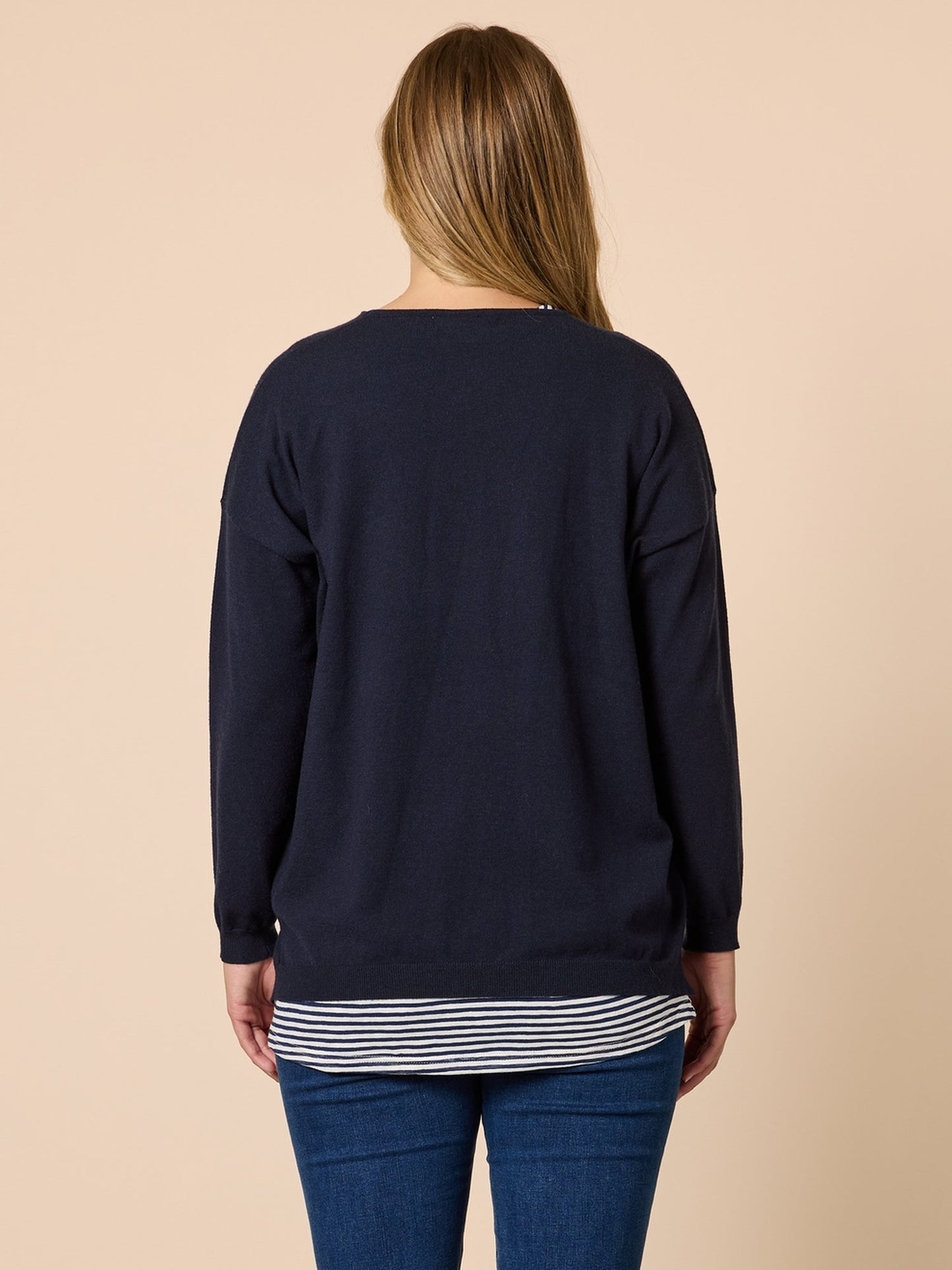 Threadz Double Take 2 in 1 Top (Navy/White)