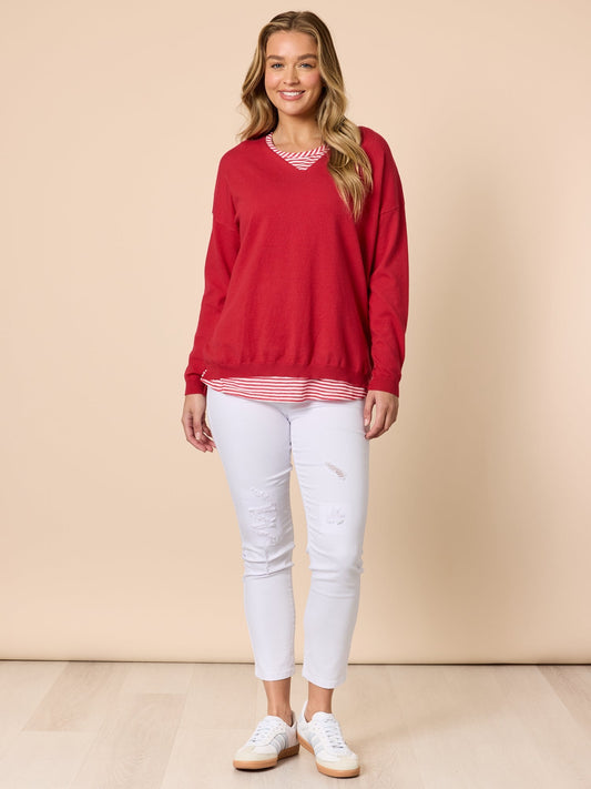 Threadz Double Take 2 in 1 Top (Red/White)