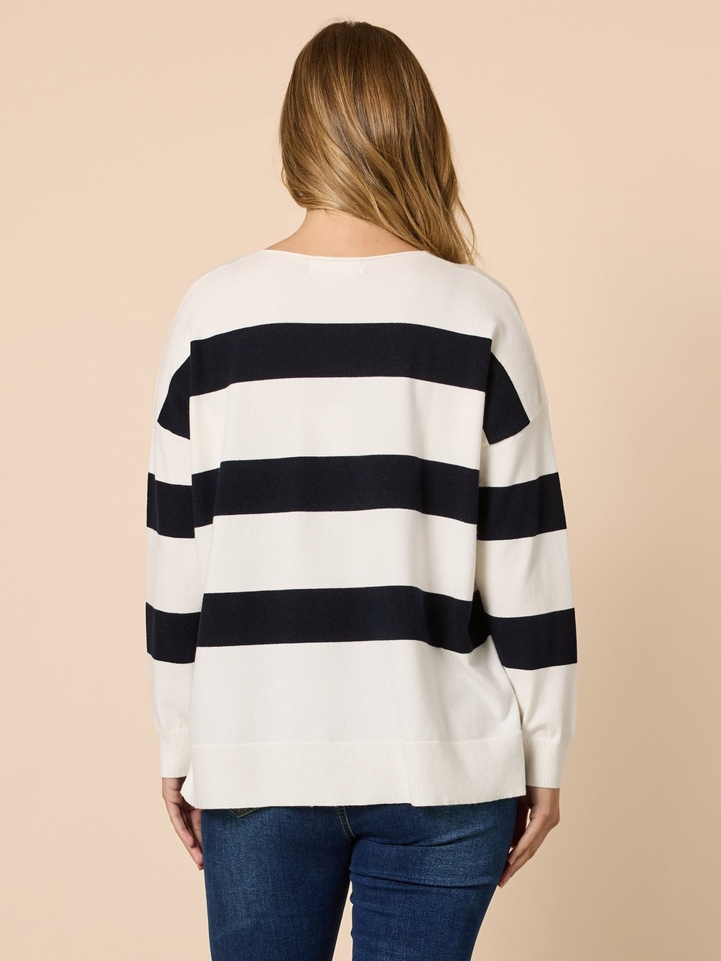 Threadz Crew Stripe Knit (Navy/Ivory)