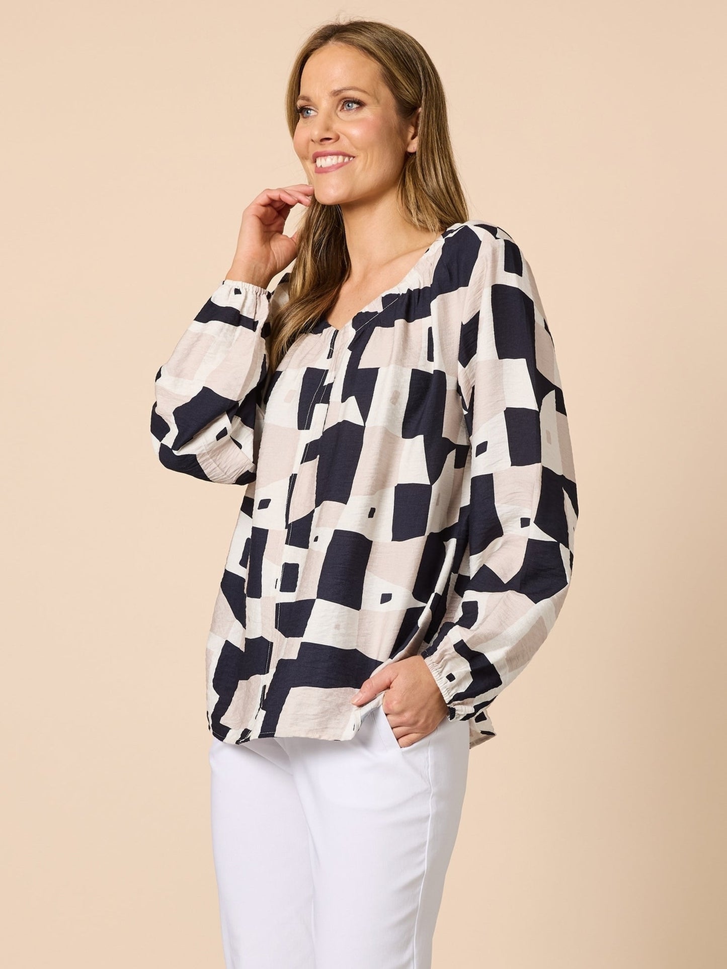 Clarity Rive Gauche Top (Navy Multi)