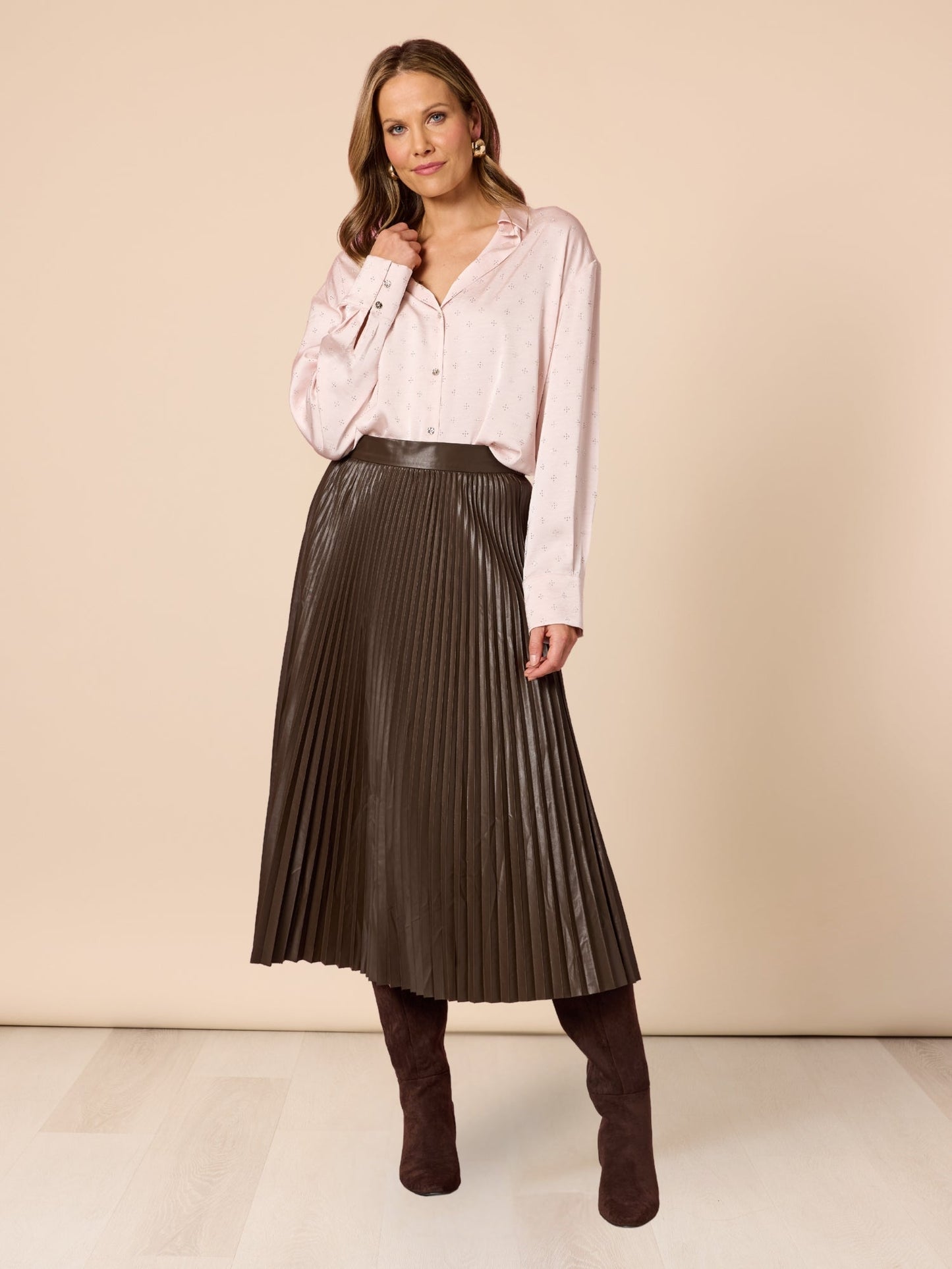 Hammock & Vine Florence Pleat Skirt (Espresso)