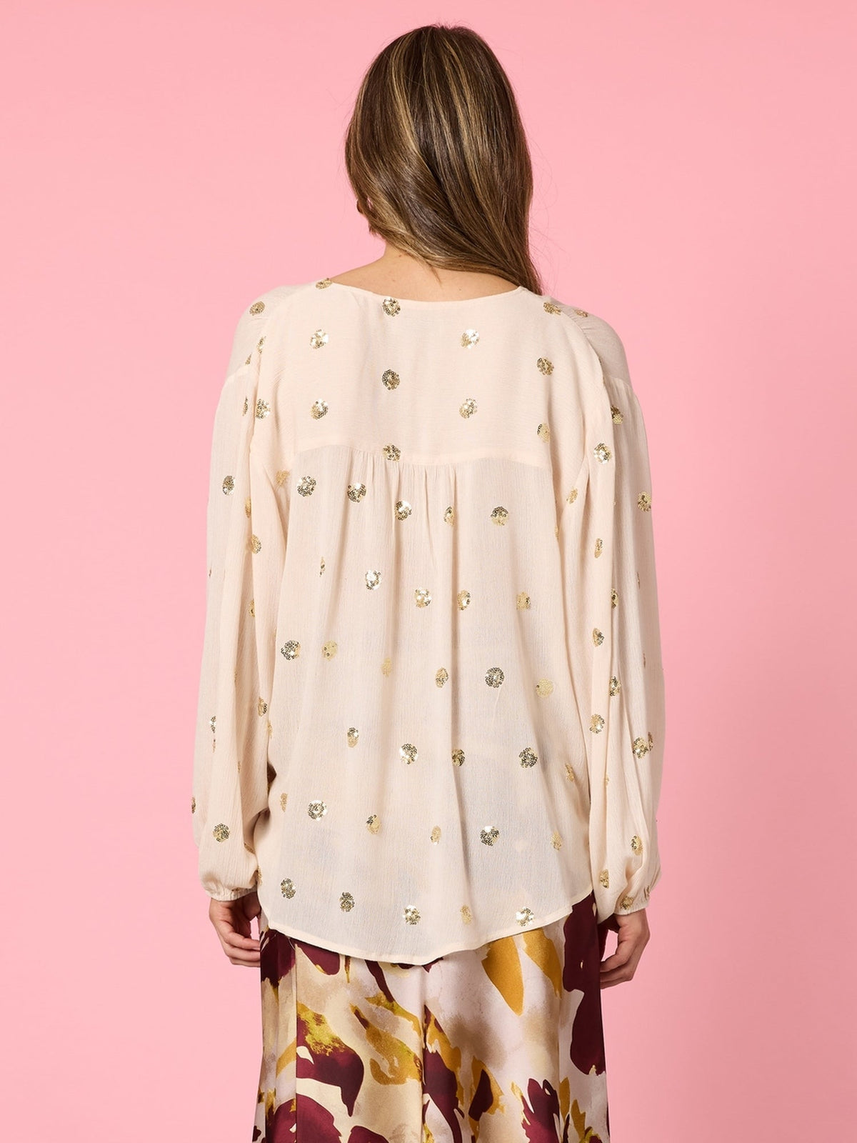 Hammock & Vine Allegra Sequin Spot Top (Ivory)