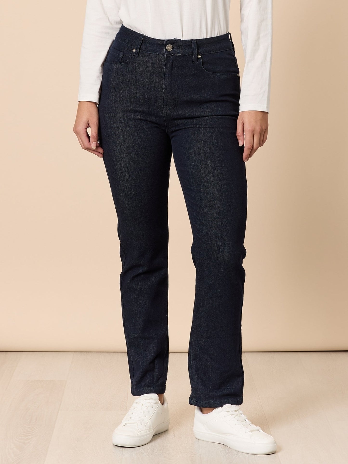 Threadz The Retro Cuff Straight Leg Jean (Dark Denim)