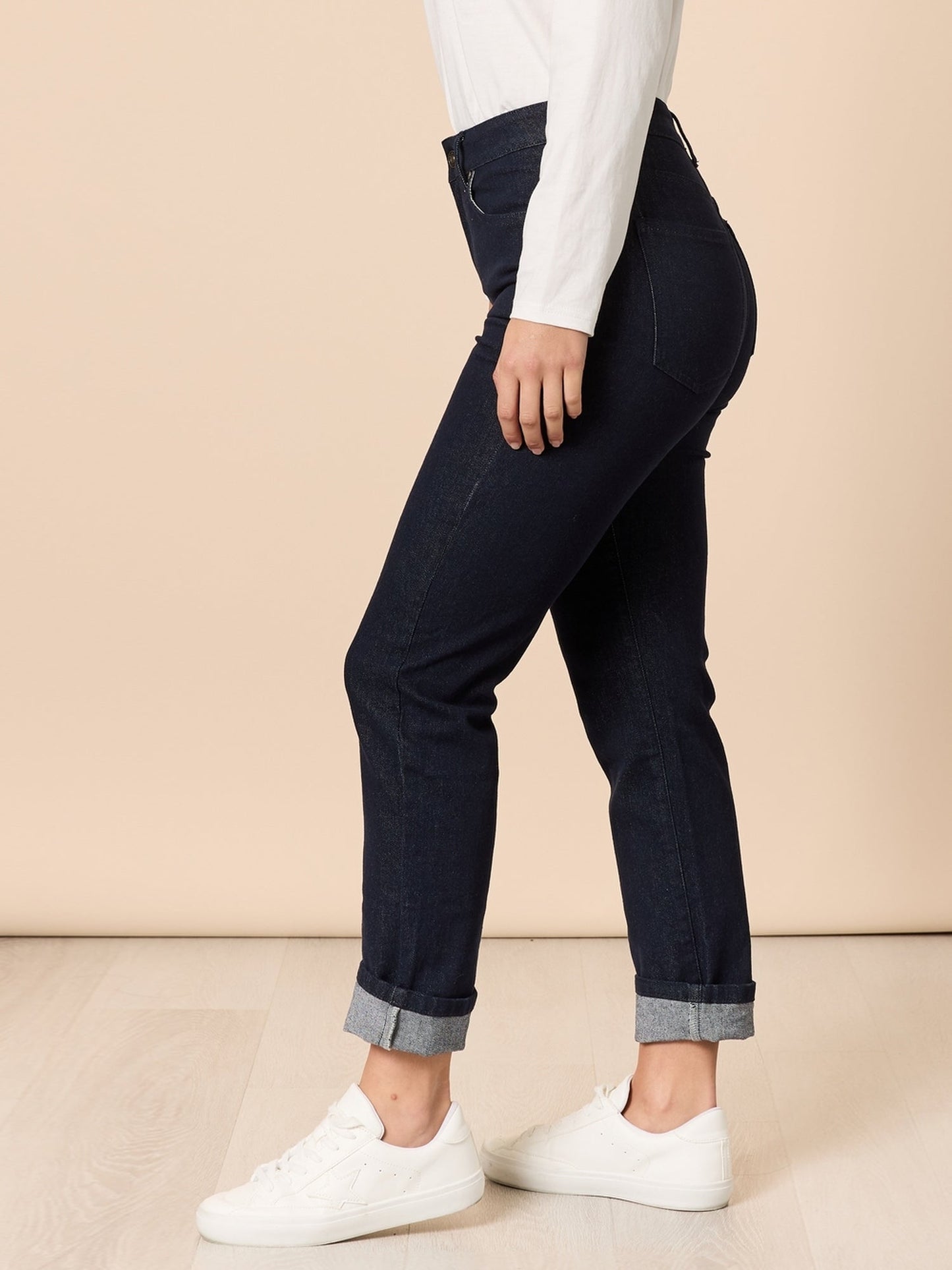 Threadz The Retro Cuff Straight Leg Jean (Dark Denim)