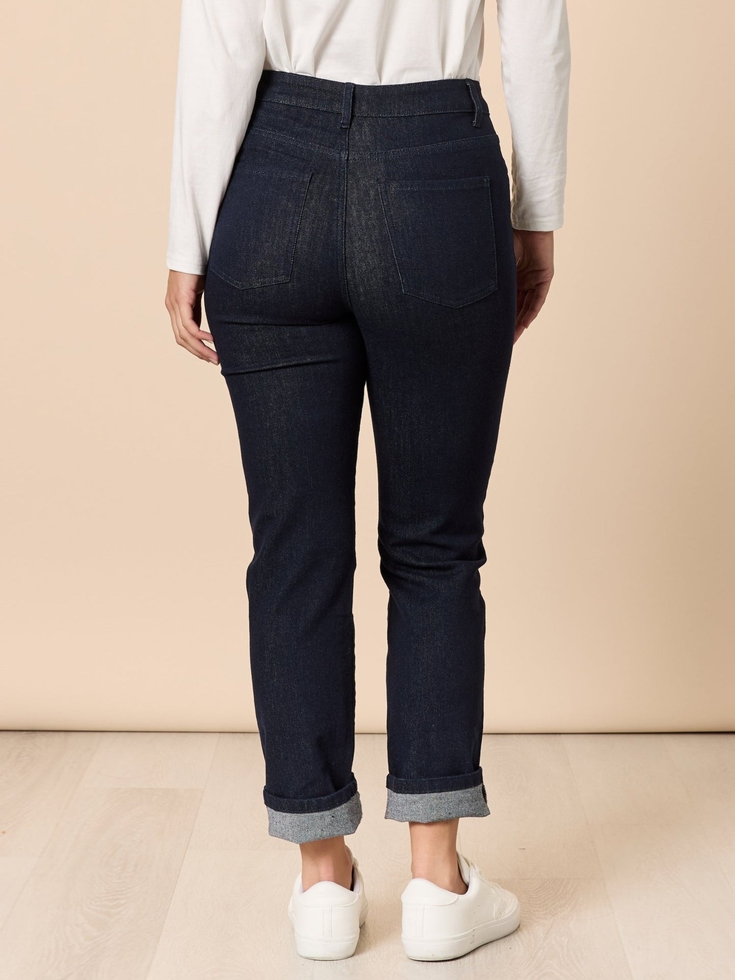 Threadz The Retro Cuff Straight Leg Jean (Dark Denim)