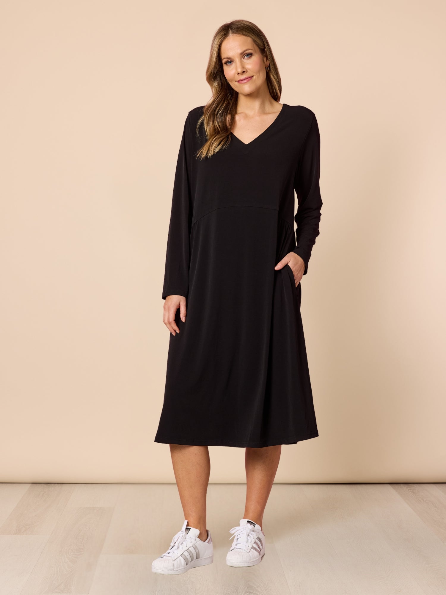 Image of Dresses. Product name - Traveller Dress Black in Black colour by brand - Clarity