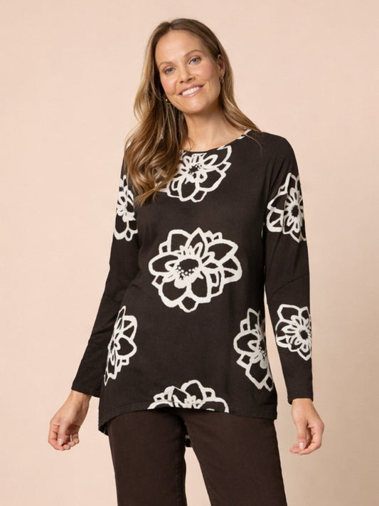 Image of a model wearing Tops. Product name - Florentine Top Coffee Ivory in Coffee Ivory colour by brand - Clarity