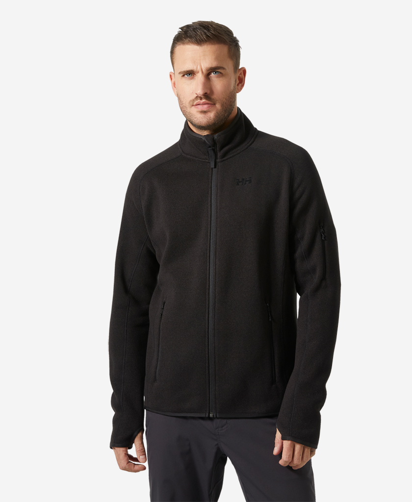 Image of a model wearing Outerwear. Product name - VARDE FLEECE JACKET 2.0, Black in Black colour by brand - Helly Hansen