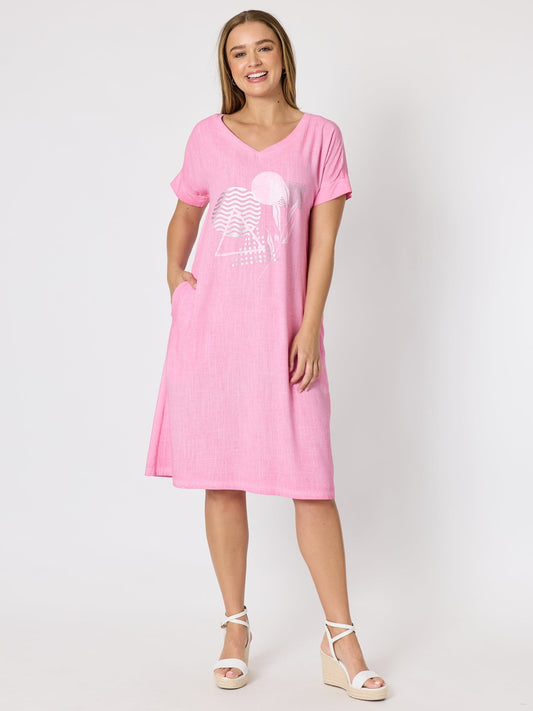 Image of Dresses. Product name - The Elements Dress Pink in Pink colour by brand - Clarity