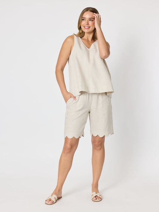 Gordon Smith Shelley Scallop Hem Linen Short (Natural)