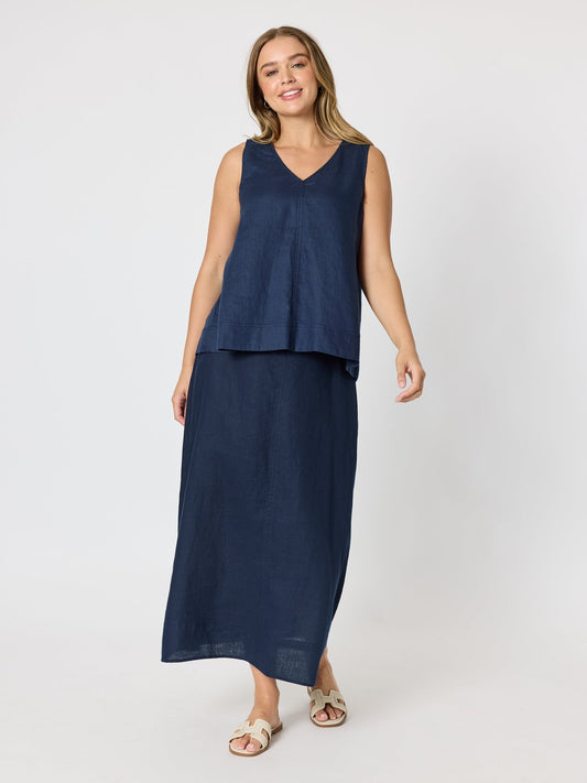 Gordon Smith Amy Linen Maxi Skirt (Navy)