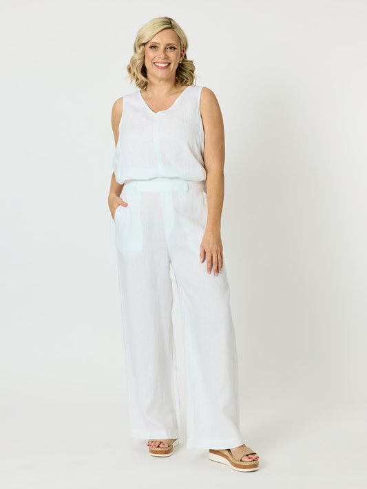 Gordon Smith Luella Wide Leg Linen Pant (White)