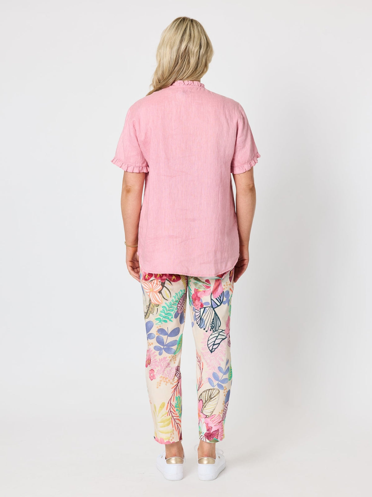 Gordon Smith Audrey Linen Short Sleeve Ruffle Shirt (Musk)