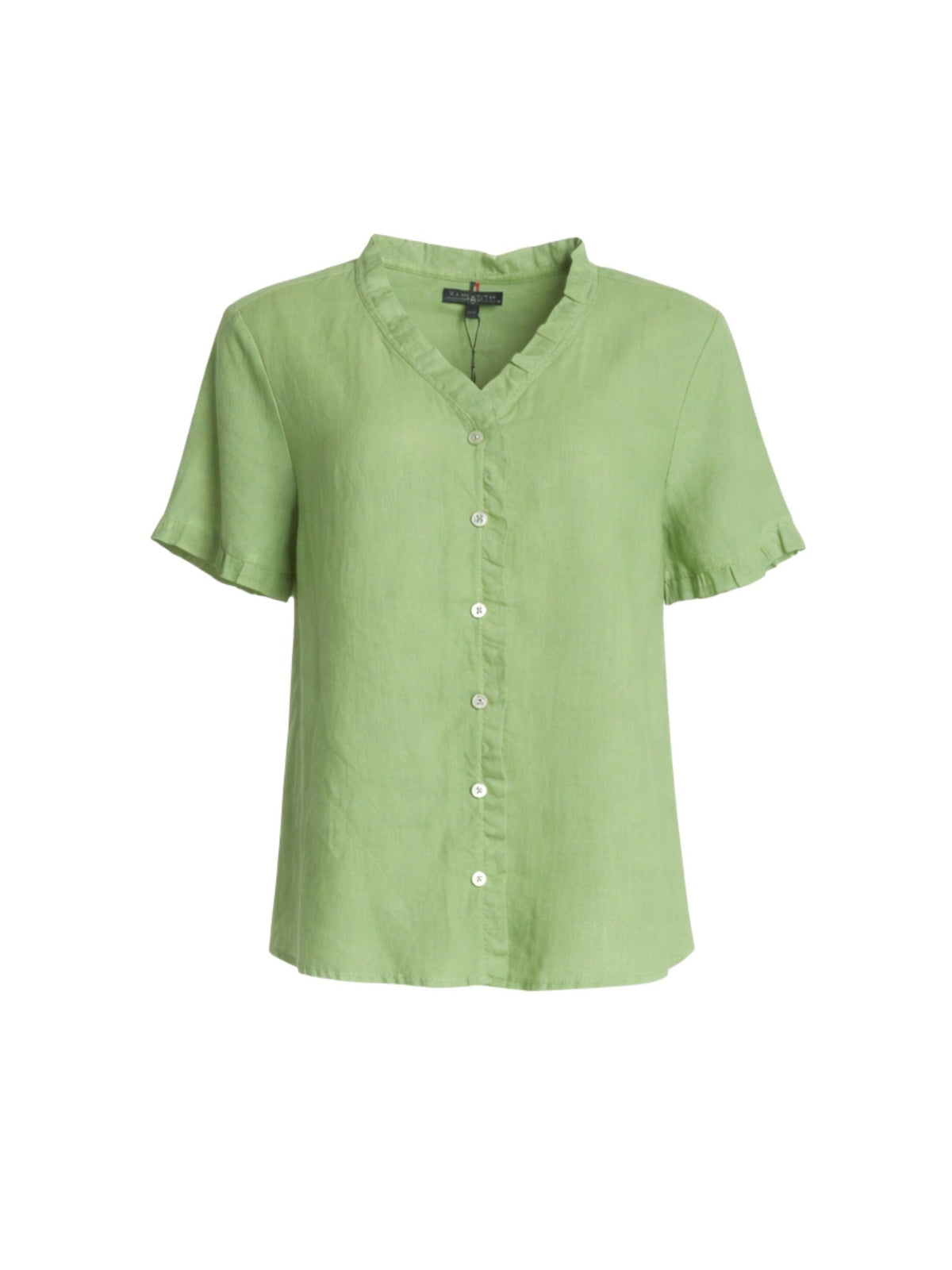 Gordon Smith Audrey Linen Short Sleeve Ruffle Shirt (Fern)