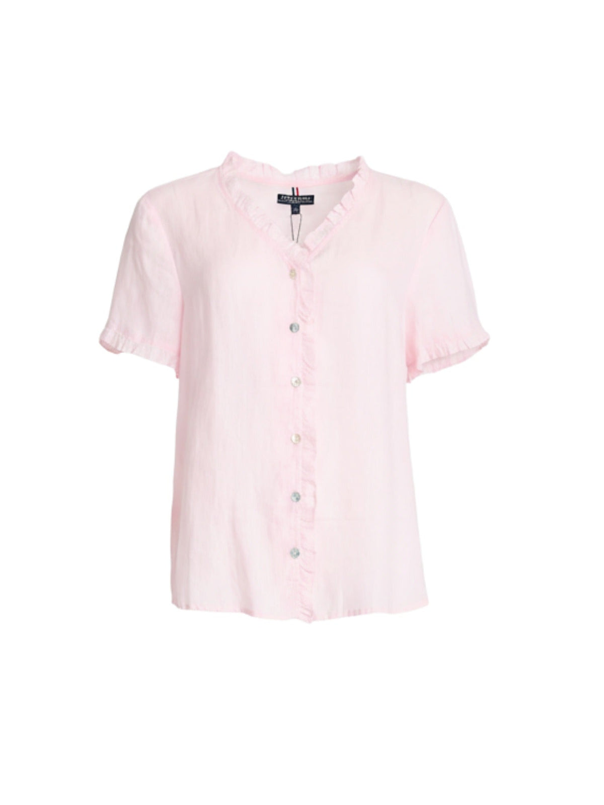 Gordon Smith Audrey Linen Short Sleeve Ruffle Shirt (Pale Pink)