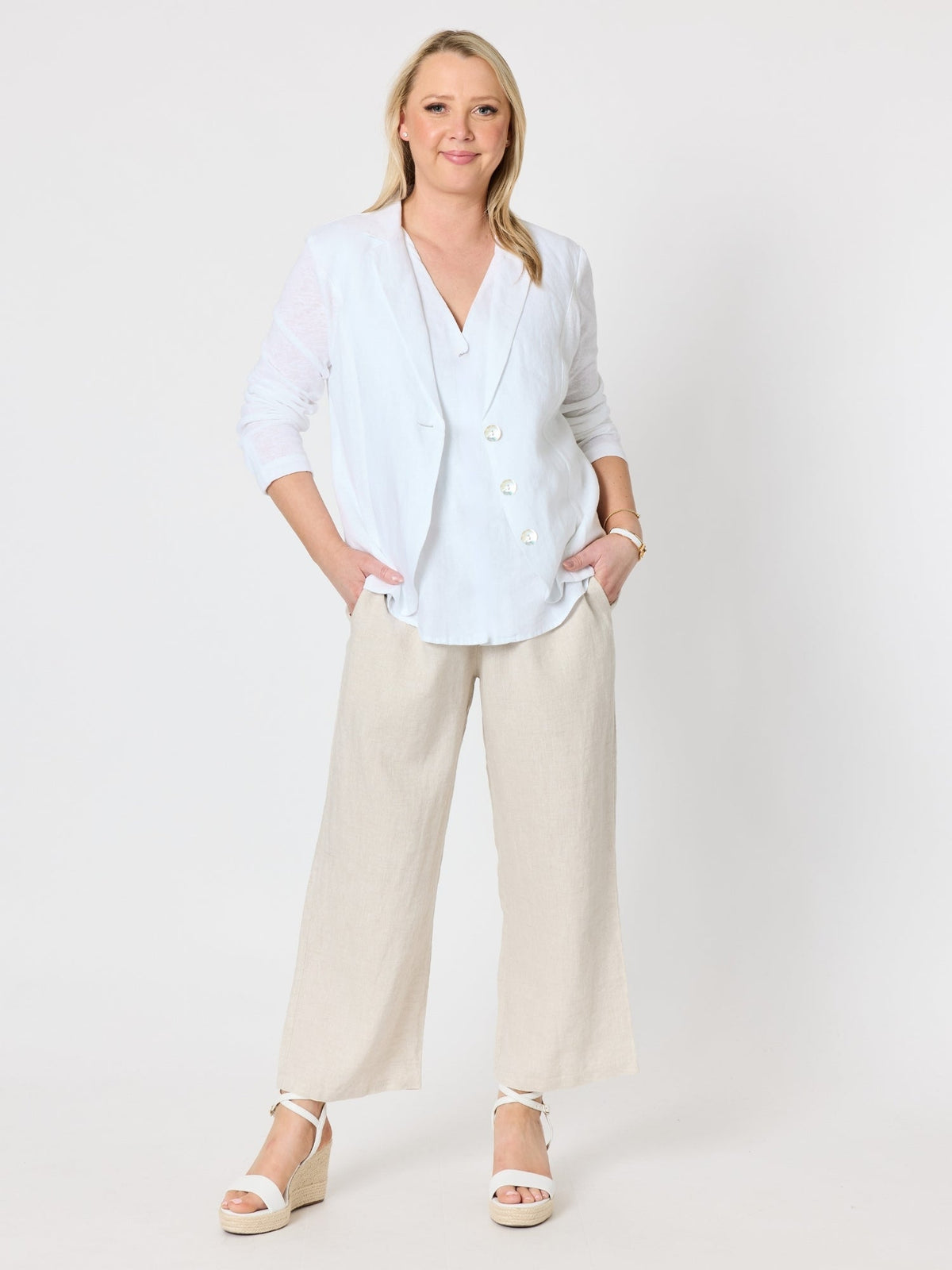 Gordon Smith Lara Wide Leg Linen Pant (Natural)