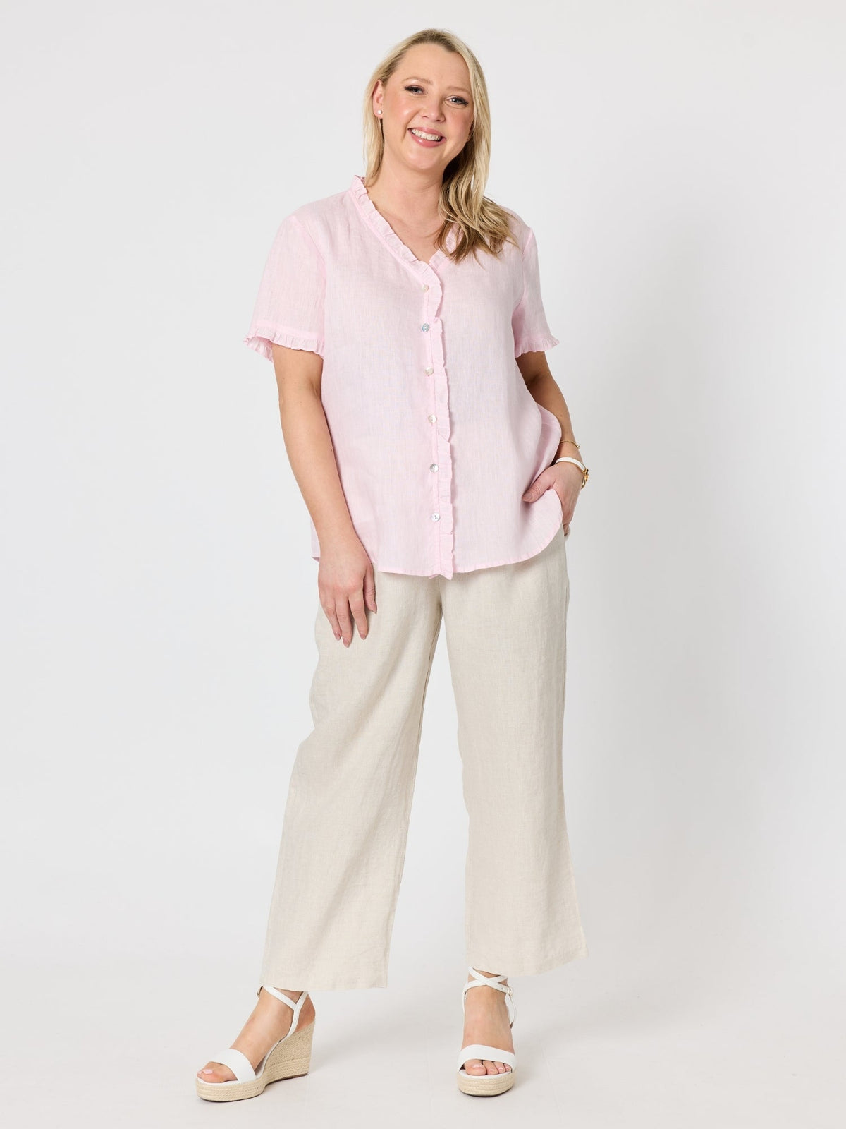 Gordon Smith Lara Wide Leg Linen Pant (Natural)