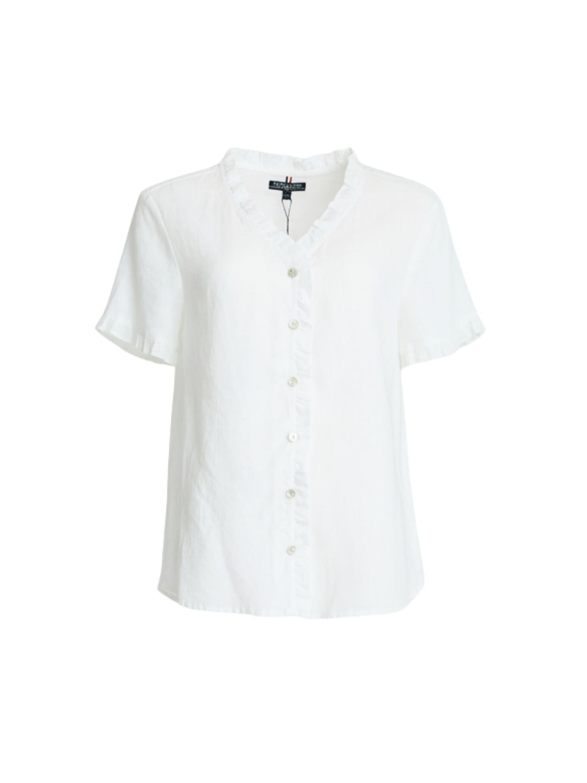 Gordon Smith Audrey Linen Short Sleeve Ruffle Shirt (White)