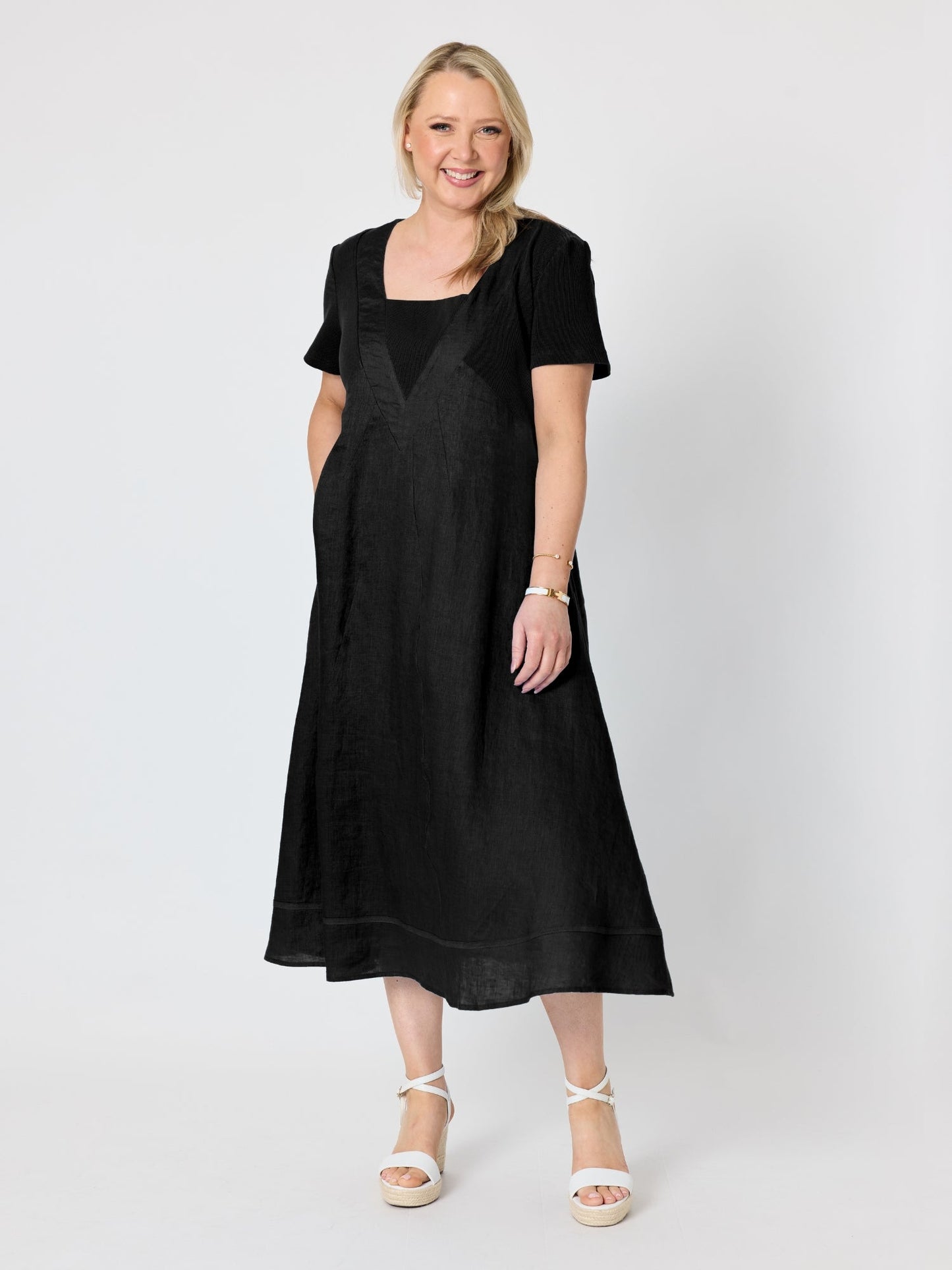 Gordon Smith Le Marais Linen Midi Dress (Black)