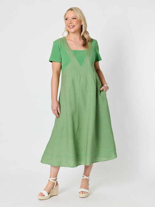 Gordon Smith Le Marais Linen Midi Dress (Fern)