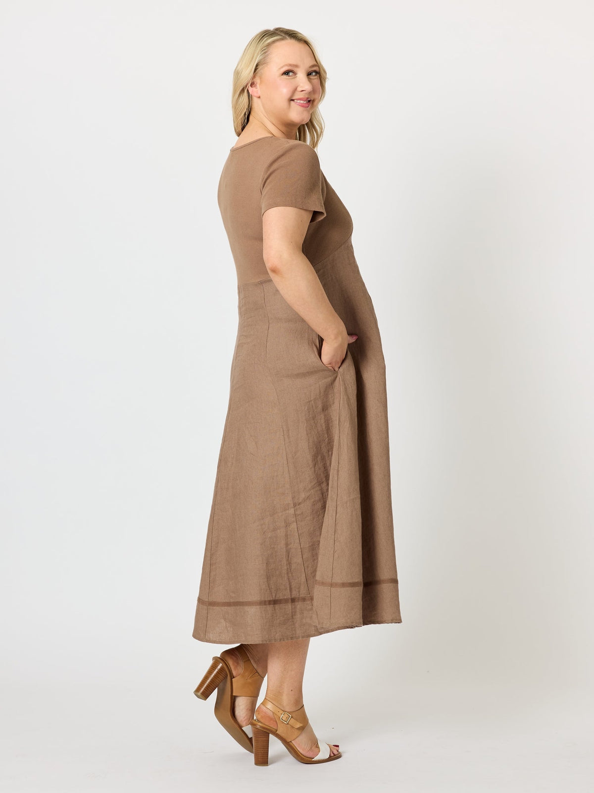 Gordon Smith Le Marais Linen Midi Dress (Mocha)