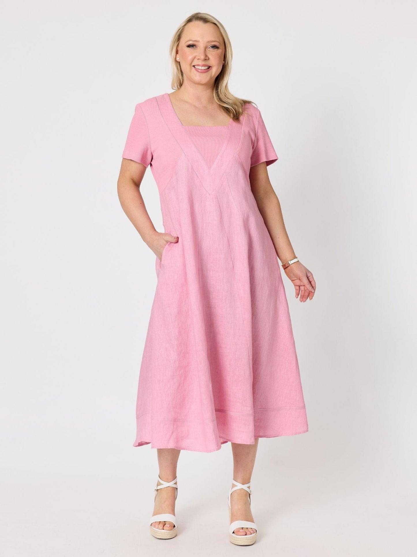 Gordon Smith Le Marais Linen Midi Dress (Musk)