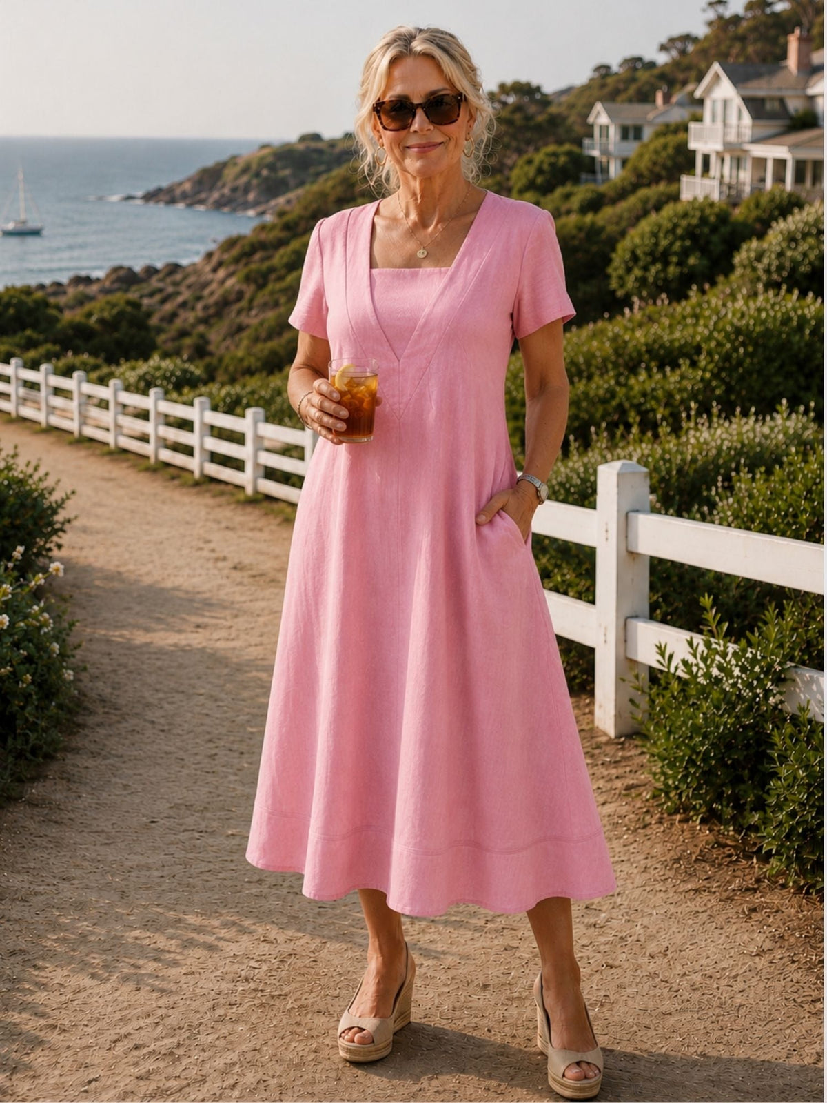 Gordon Smith Le Marais Linen Midi Dress (Musk)