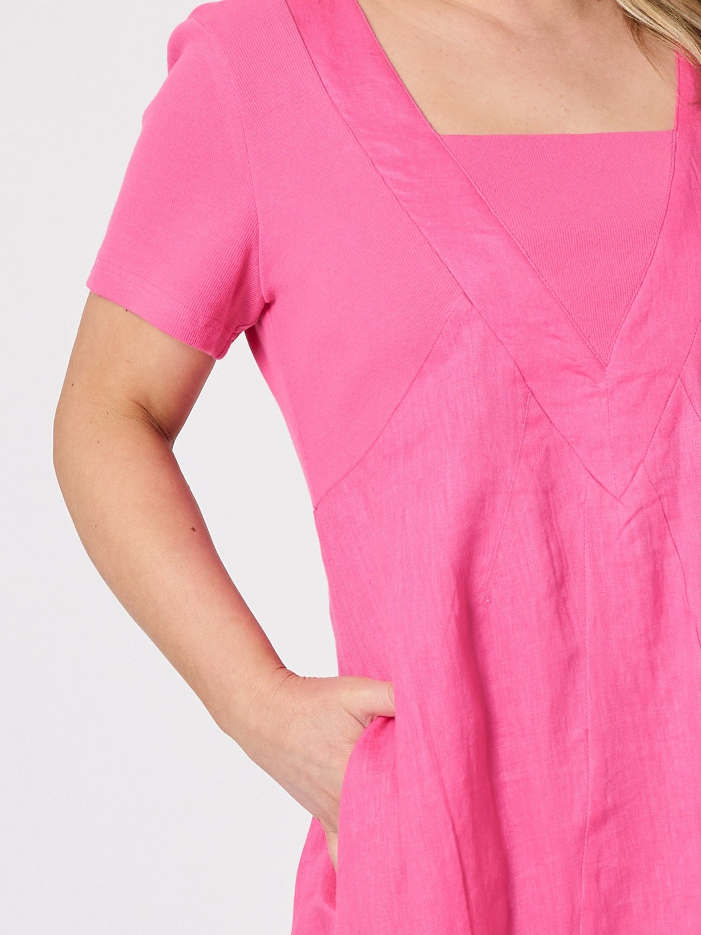 Gordon Smith Le Marais Linen Midi Dress (Raspberry)