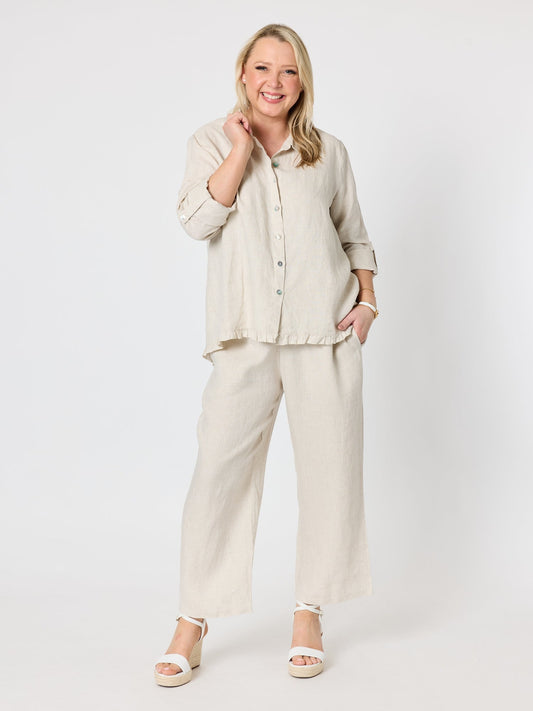 Gordon Smith Milly Ruffle Hem Linen Shirt (Natural)